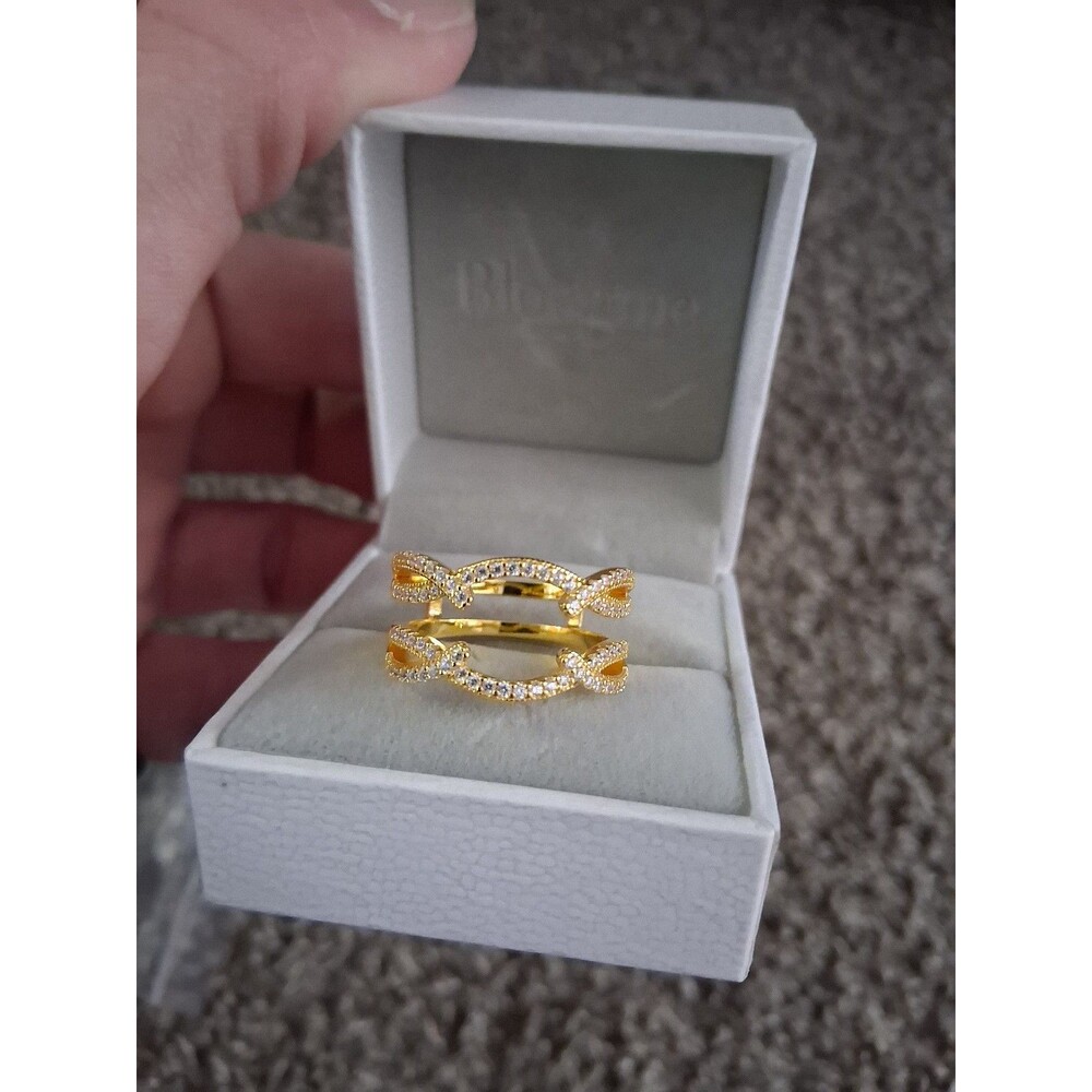NEW! Gold Plated 925 Sterling Silver Wedding/Engagement Ring Enhancer, Size 8 - Picture 9 of 10